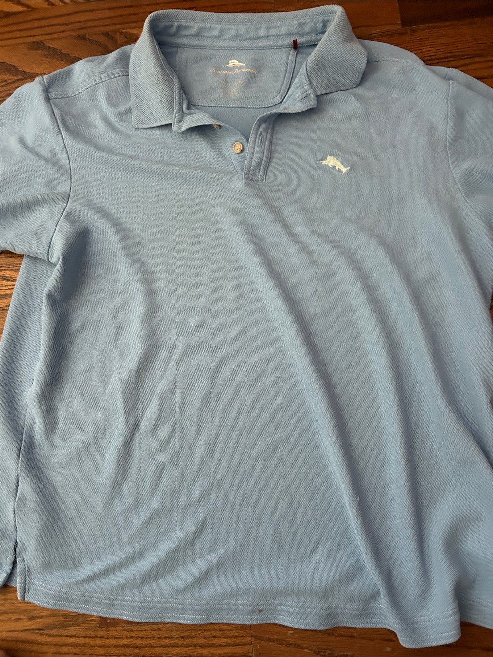 Tommy Bahama Pale Blue Polo with Embroidered Marlin